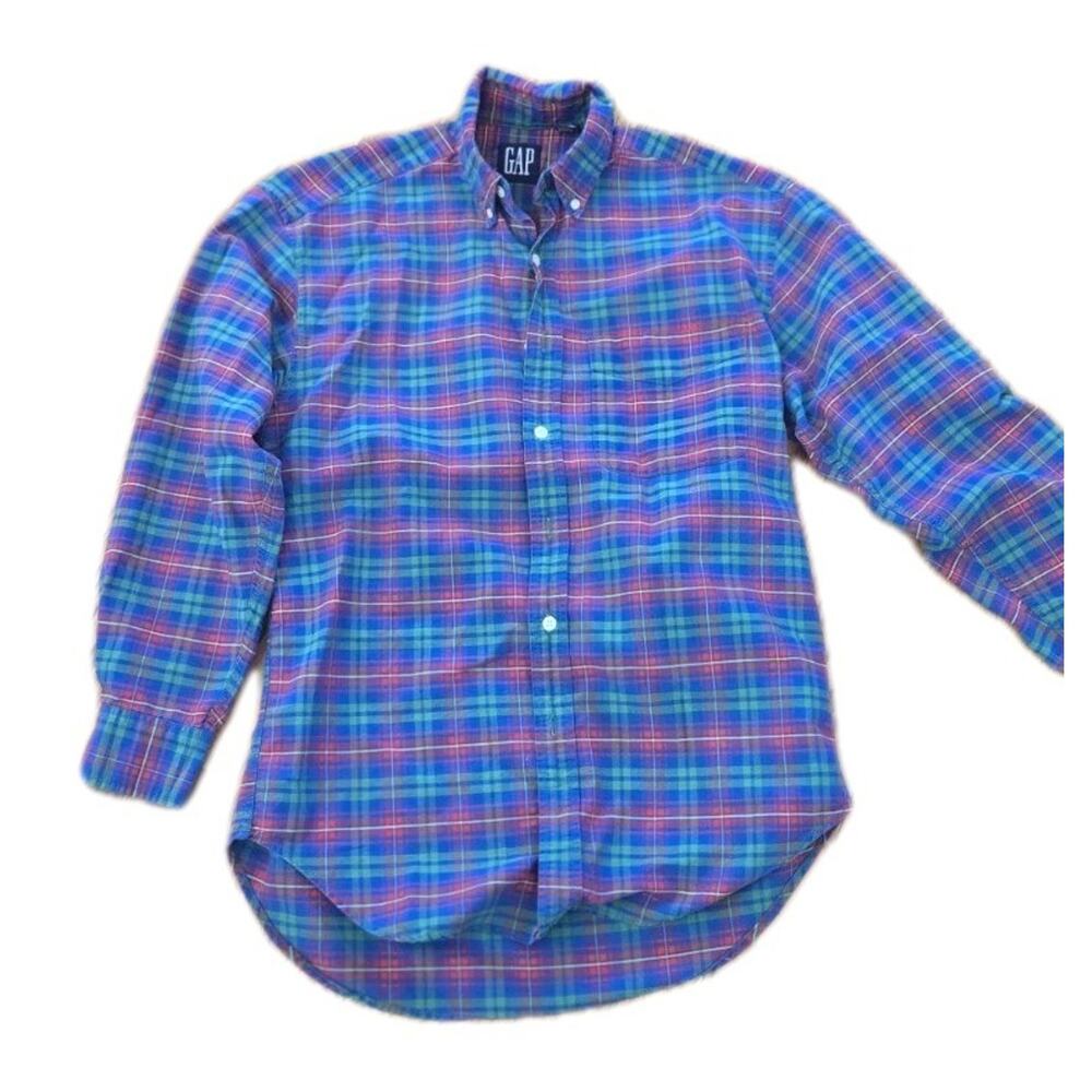 Vintage GAP Plaid Shirt Men's Small Checkered Late 1990's Y2K Preppy EUC